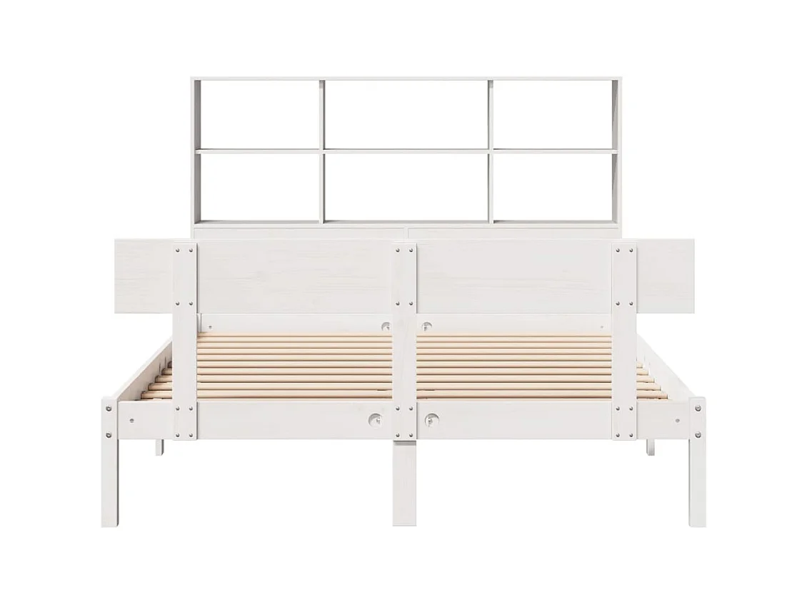 Lit bibliothèque sans matelas blanc 120x190 cm bois pin massif