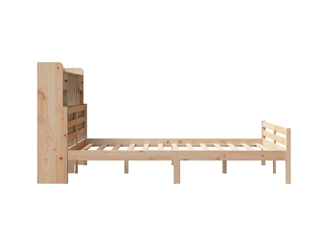 Lit bibliothèque sans matelas 140x200 cm bois massif de pin