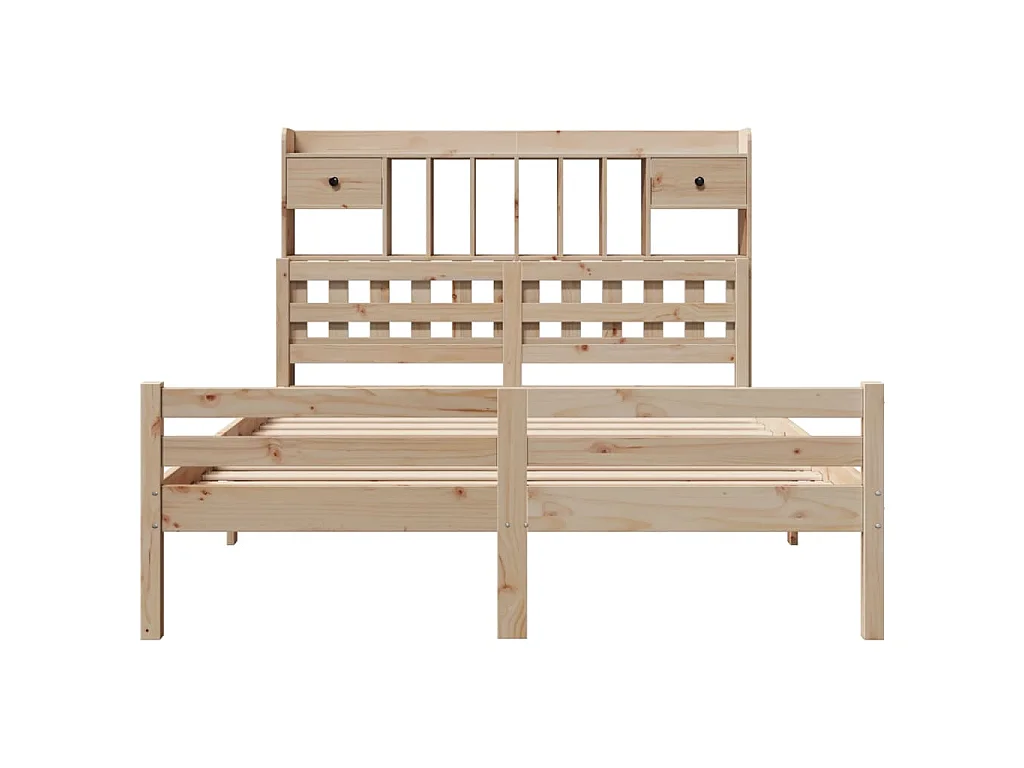 Cama con estantería sin colchón madera maciza de pino 140x200cm