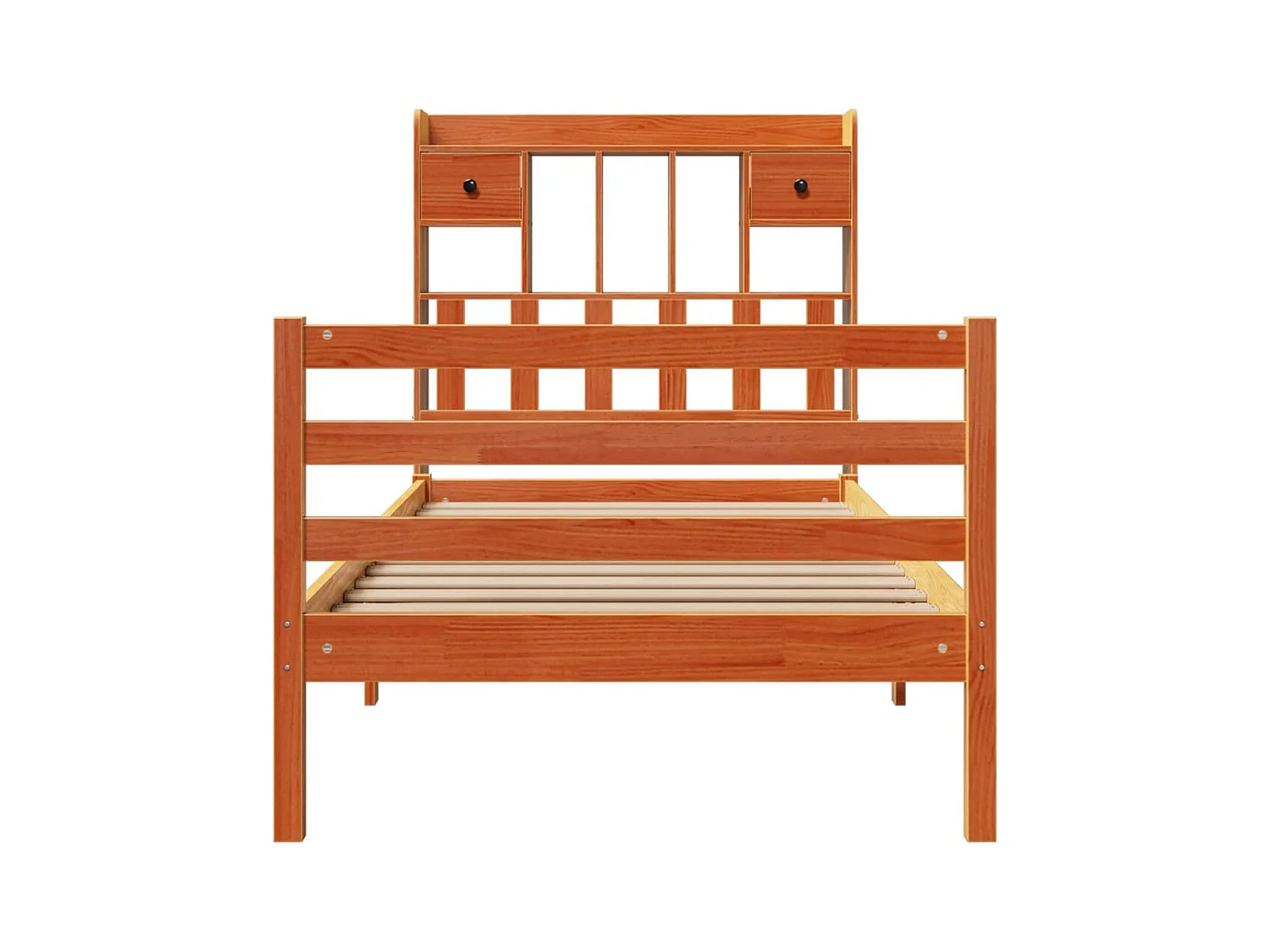 Lit bibliothèque sans matelas cire marron 100x200 cm pin massif