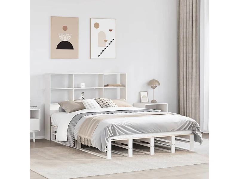 Letto Libreria senza Materasso Bianco 120x200 cm Legno Massello