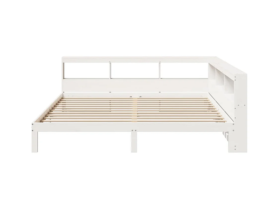 Bed met boekenkast zonder matras grenenhout wit 200x200 cm