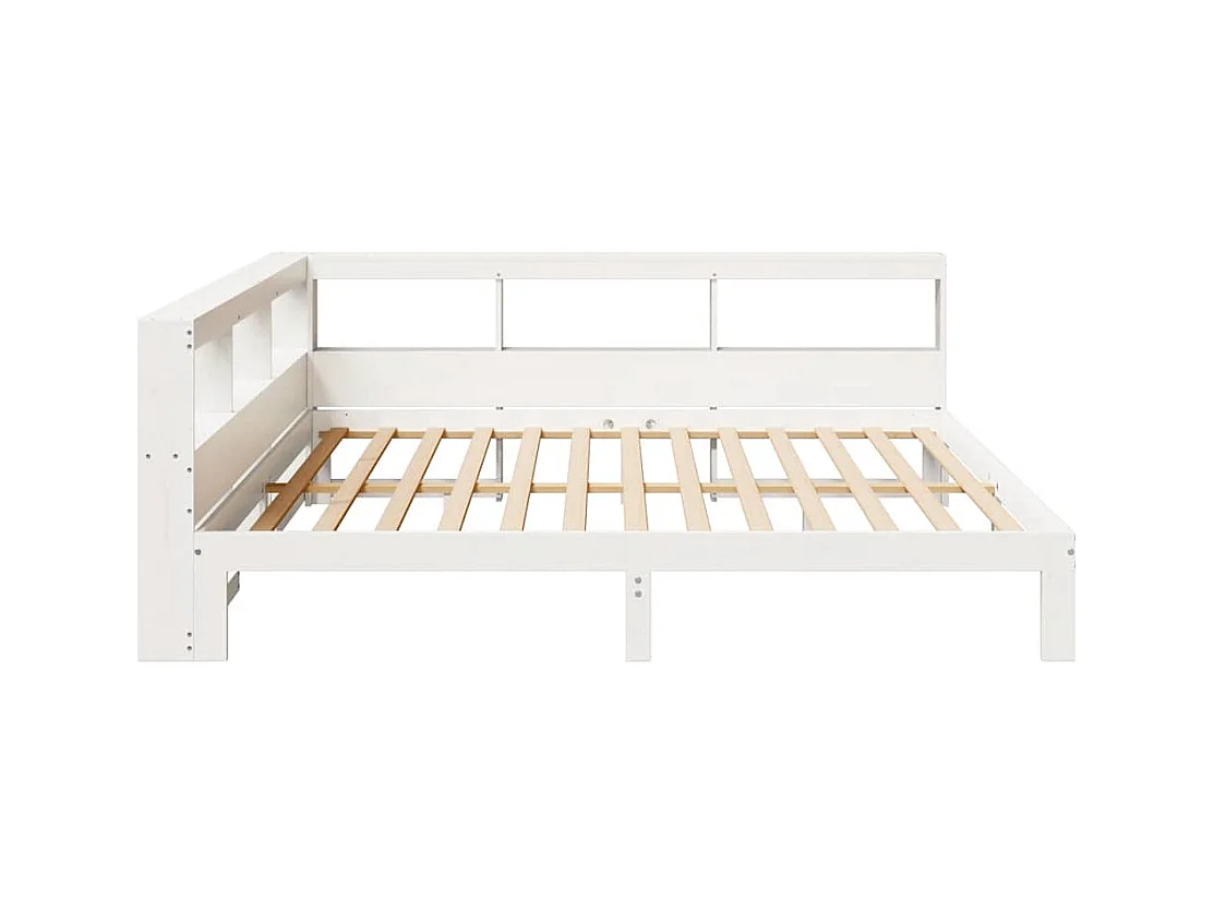 Bed met boekenkast zonder matras grenenhout wit 200x200 cm