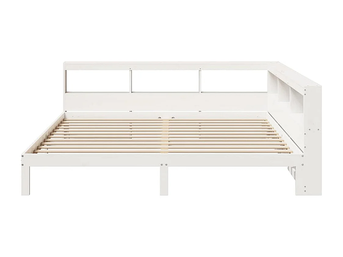Bed met boekenkast zonder matras grenenhout wit 200x200 cm