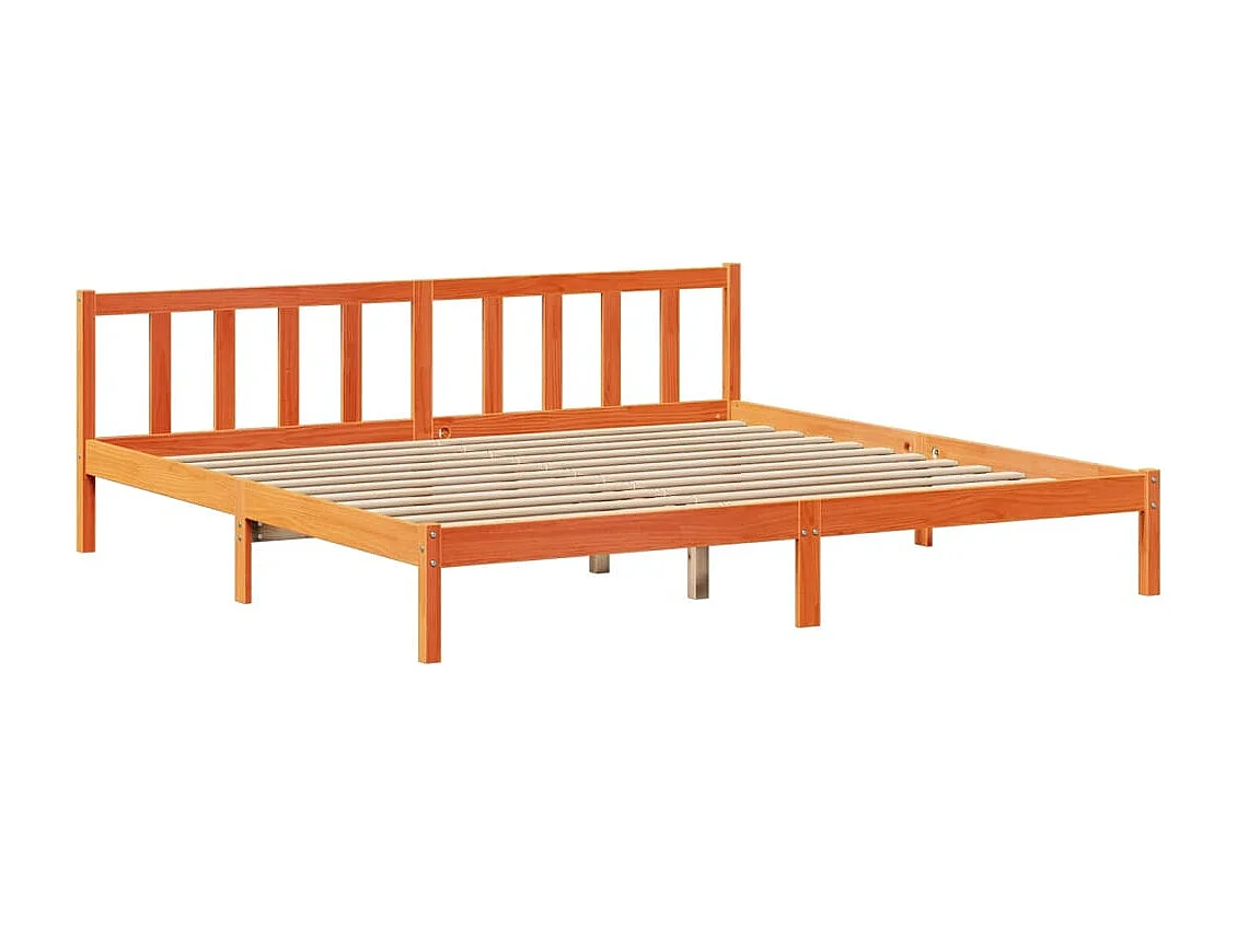 Lit bibliothèque sans matelas cire marron 200x200 cm pin massif