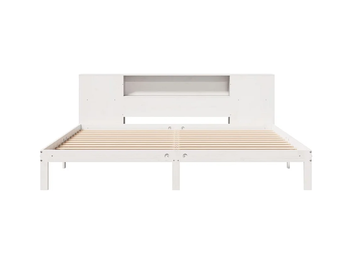 Lit bibliothèque sans matelas blanc 180x200 cm bois pin massif