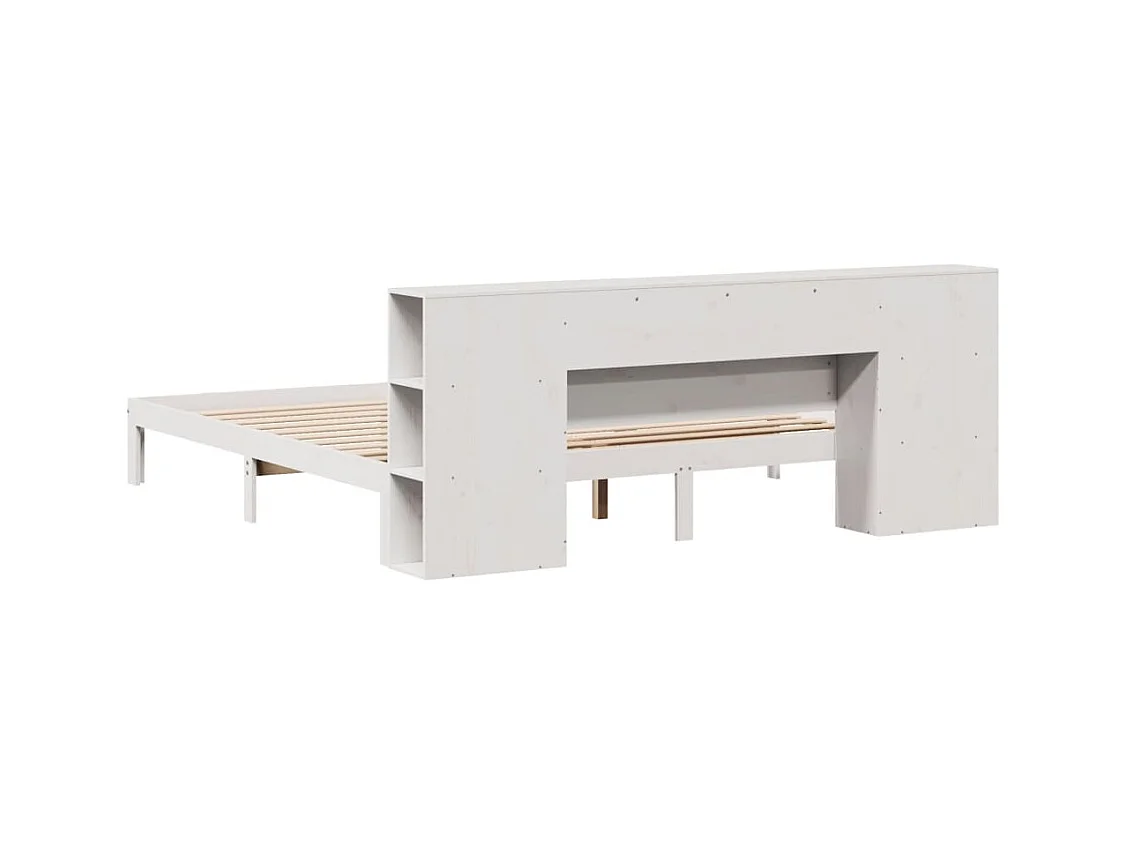 Lit bibliothèque sans matelas blanc 180x200 cm bois pin massif