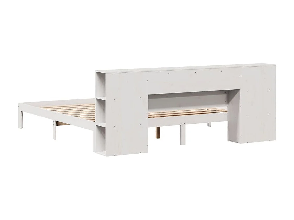Lit bibliothèque sans matelas blanc 180x200 cm bois pin massif