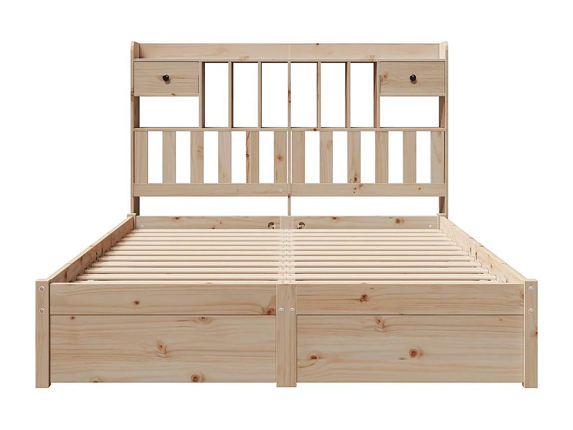 Lit bibliothèque sans matelas 150x200 cm bois massif de pin