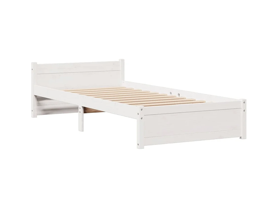 Lit bibliothèque sans matelas blanc 90x190cm bois de pin massif
