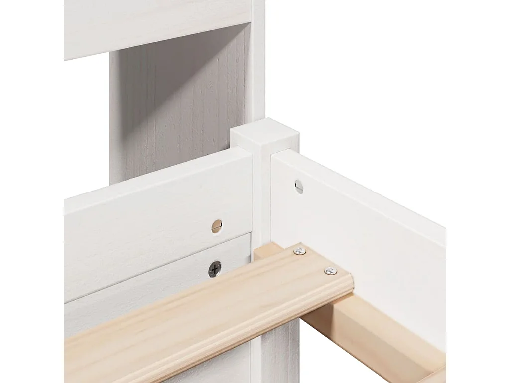 Lit bibliothèque sans matelas blanc 90x190cm bois de pin massif