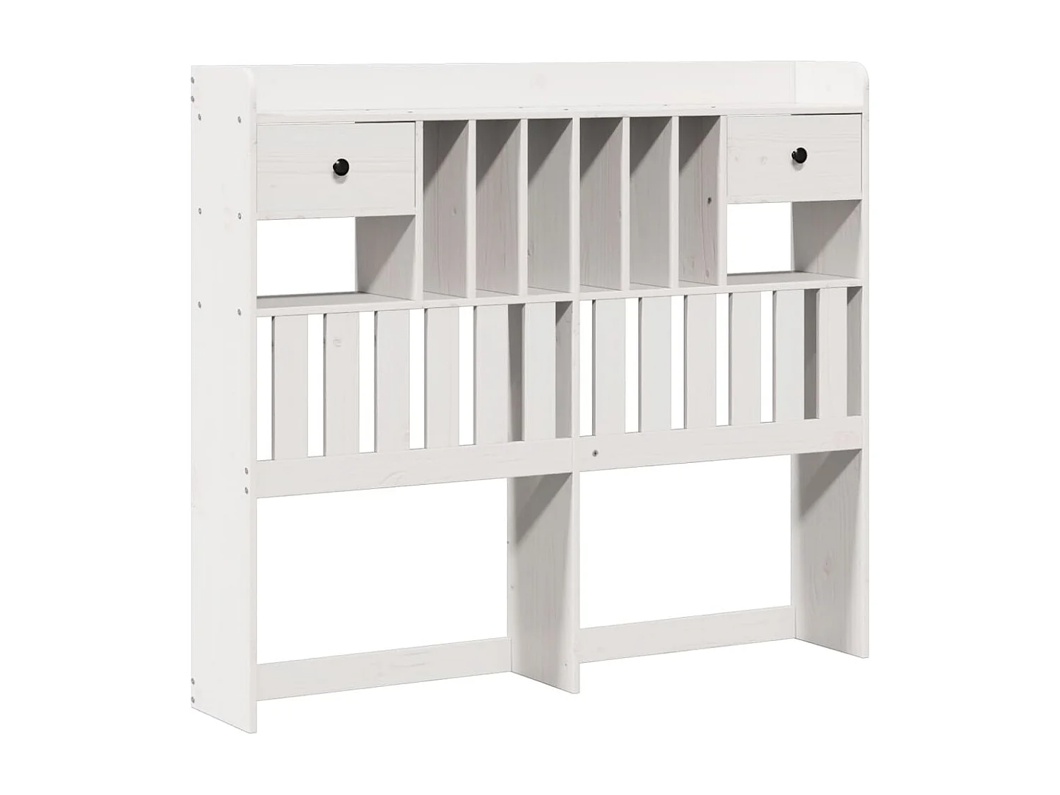 Lit bibliothèque sans matelas blanc 135x190 cm bois pin massif