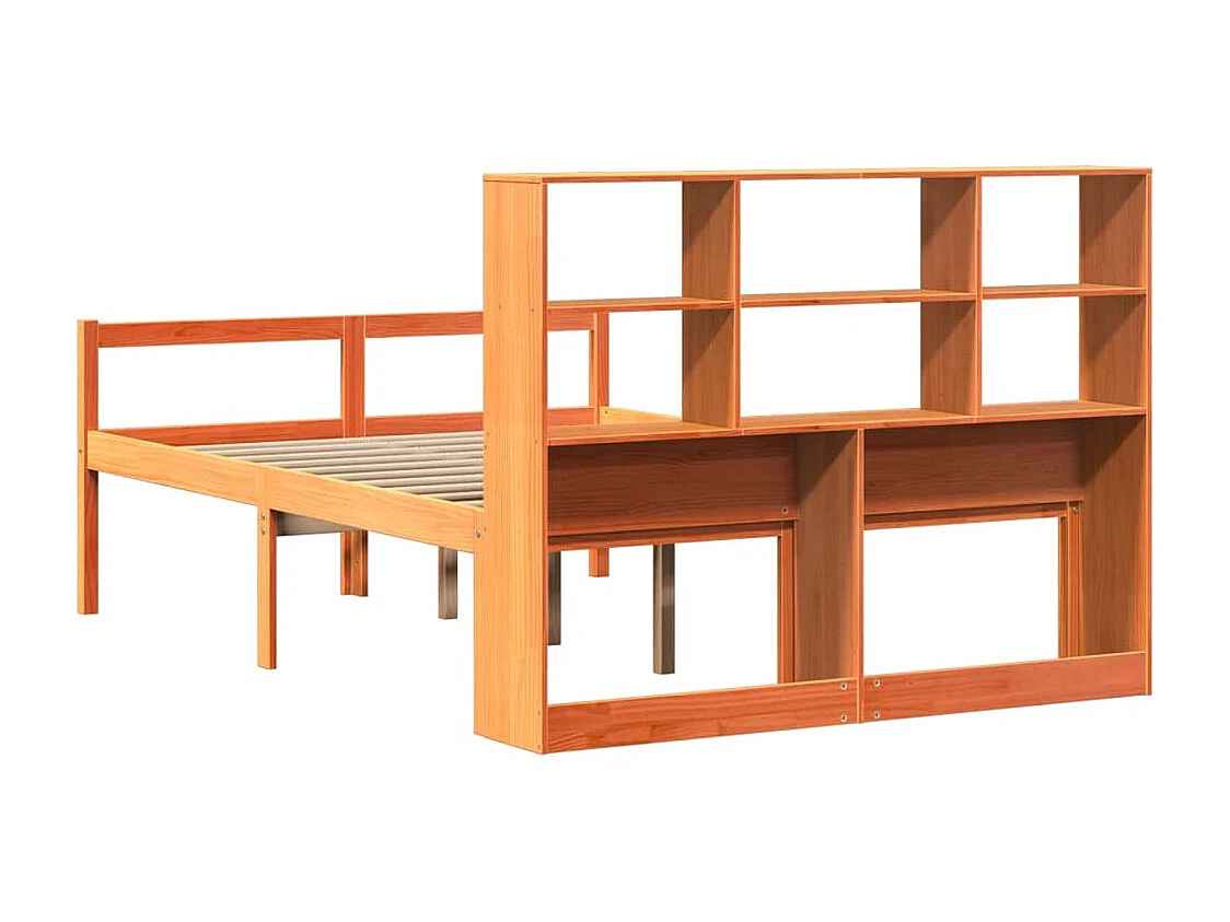 Bed met boekenkast zonder matras hout wasbruin 160x200 cm