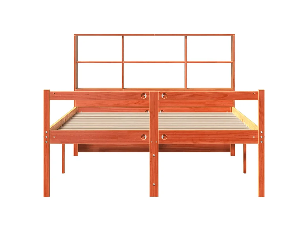 Letto Libreria senza Materasso Marrone Cera 160x200 cm Legno