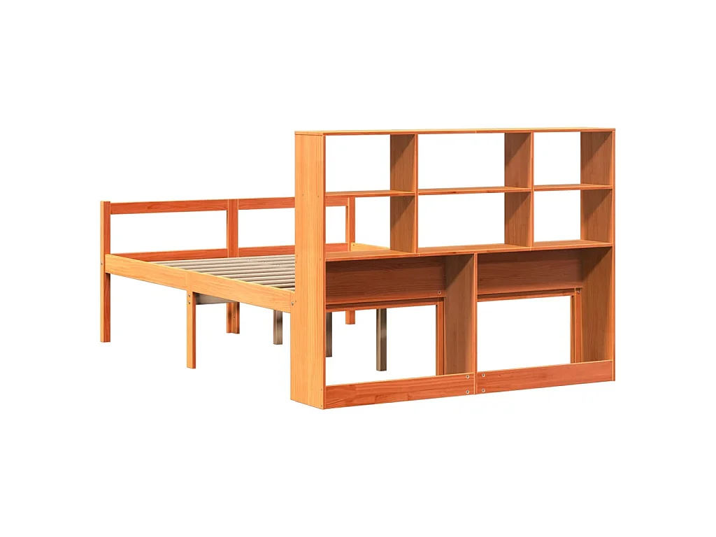 Letto Libreria senza Materasso Marrone Cera 160x200 cm Legno