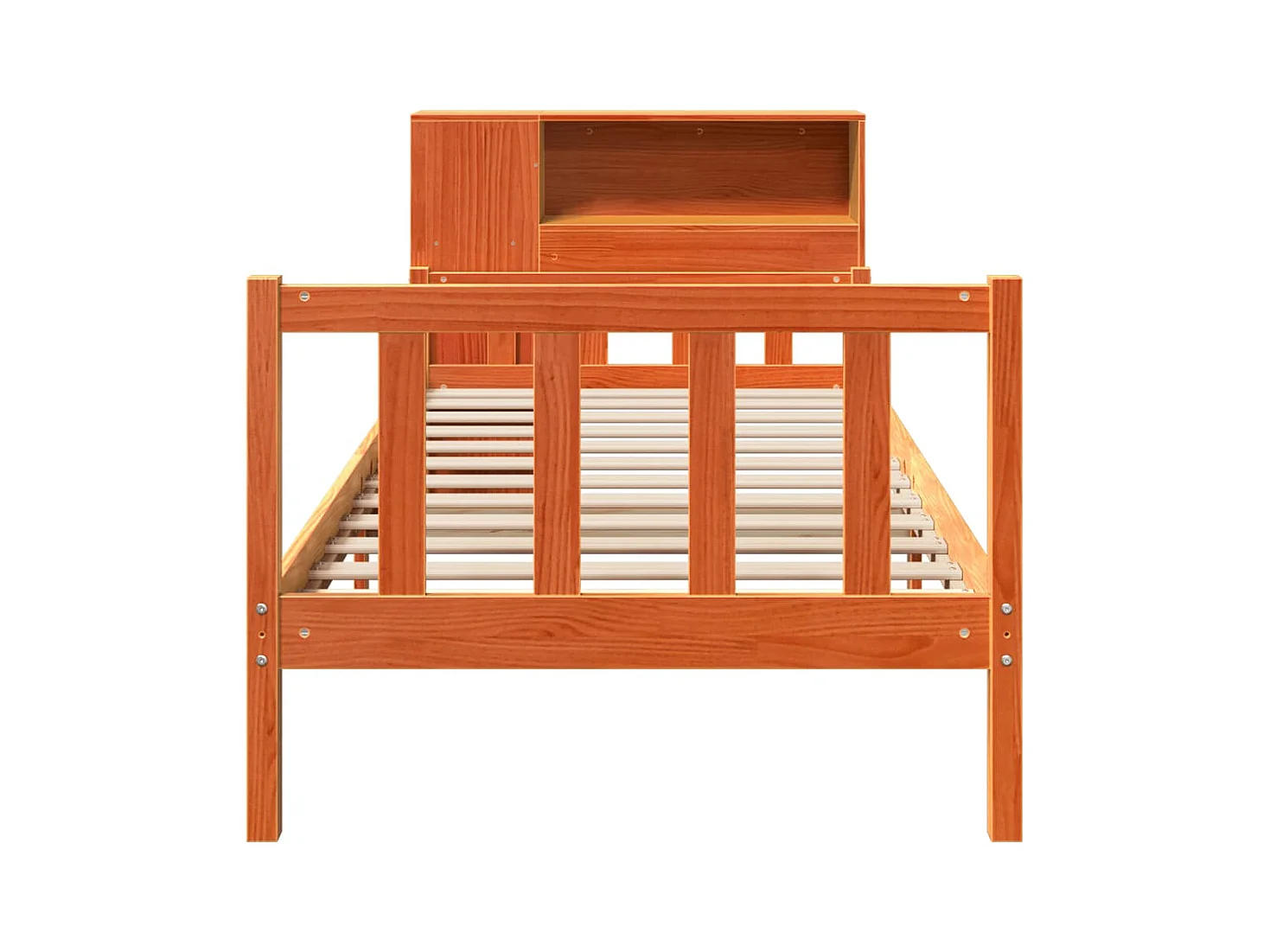 Lit bibliothèque sans matelas cire marron 75x190 cm bois massif
