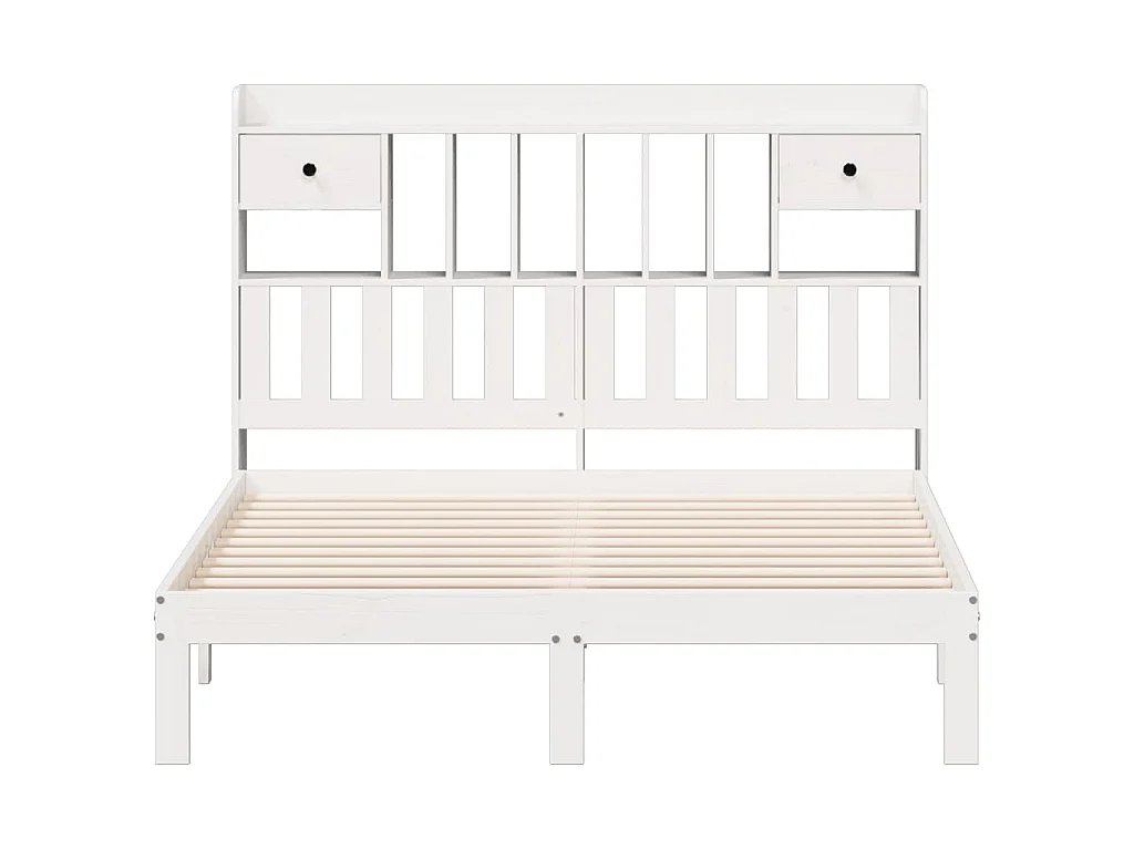 Cama com estante sem colchão 135x190 cm pinho maciço branco