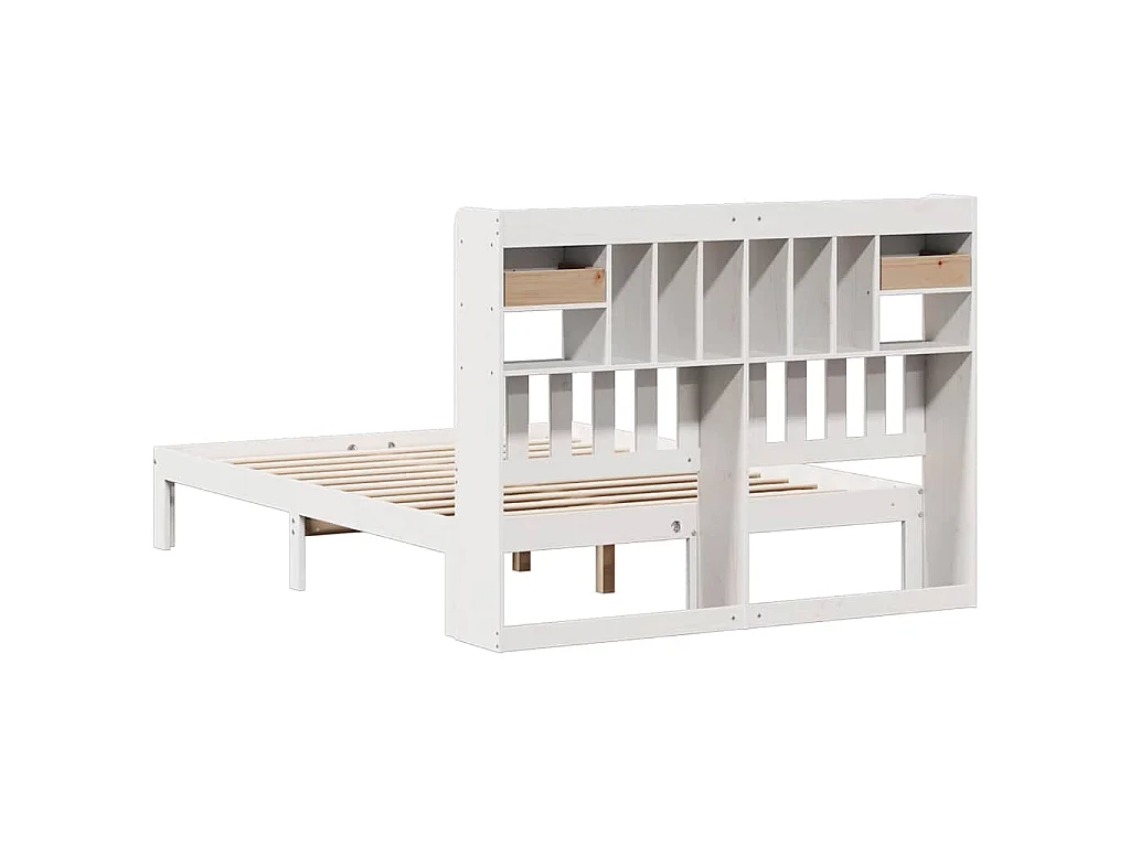 Cama com estante sem colchão 135x190 cm pinho maciço branco