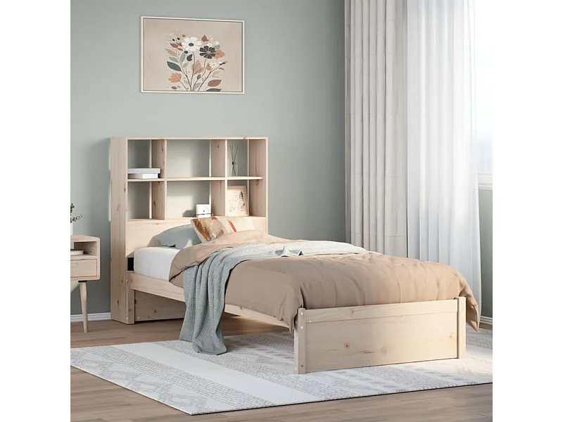 Letto Libreria senza Materasso 90x200 cm Legno Massello Pino