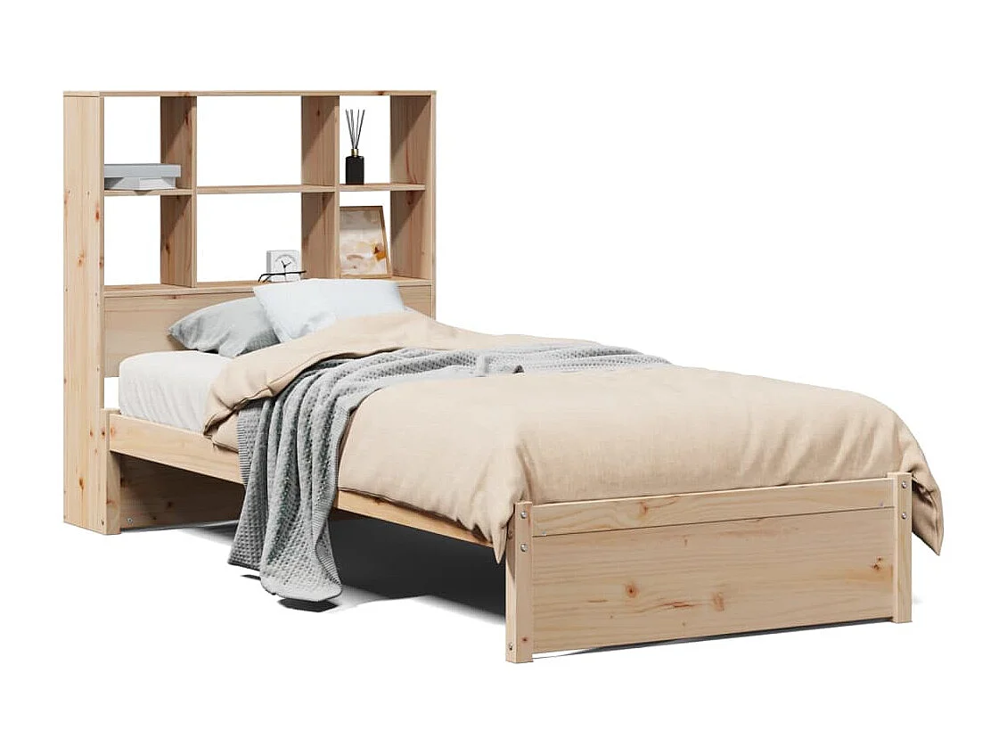 Bed met boekenkast zonder matras massief grenenhout 90x200 cm