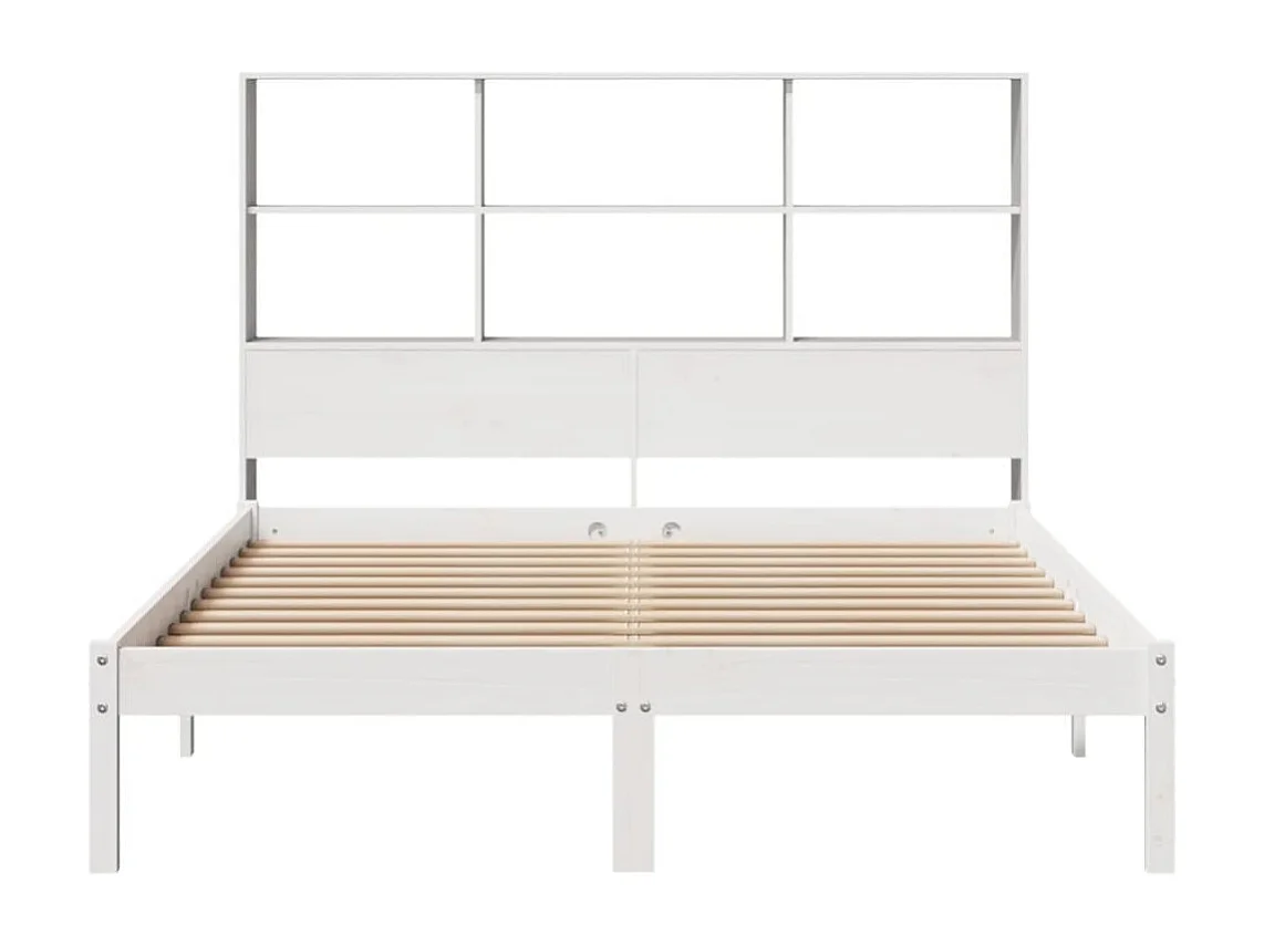 Lit bibliothèque sans matelas blanc 120x190 cm bois pin massif