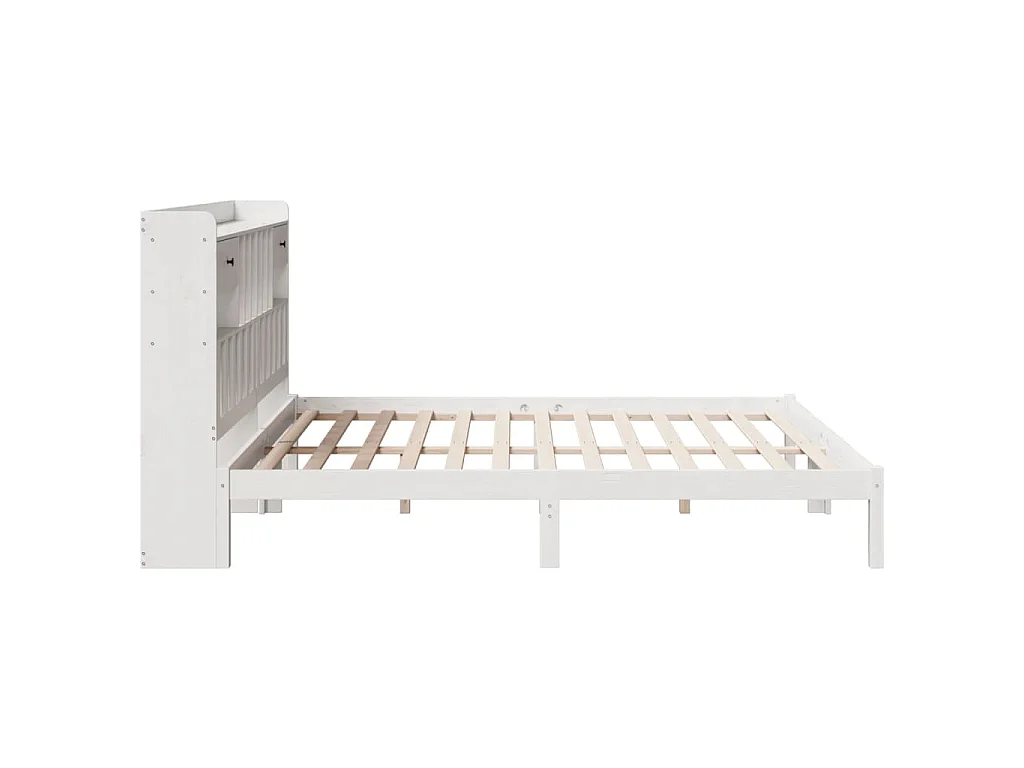 Lit bibliothèque sans matelas blanc 180x200 cm bois pin massif
