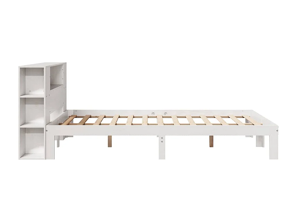 Cama com estante sem colchão 135x190 cm pinho maciço branco