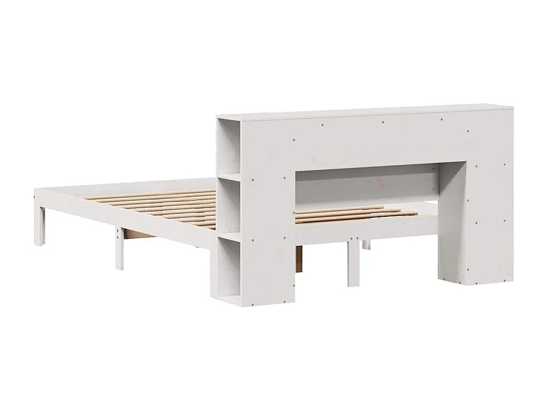 Cama com estante sem colchão 135x190 cm pinho maciço branco