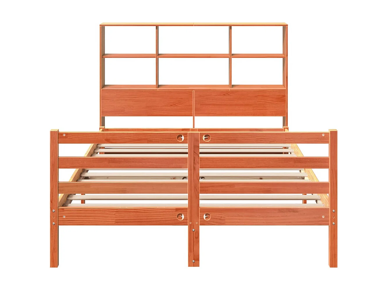 Lit bibliothèque sans matelas cire marron 120x200cm bois massif