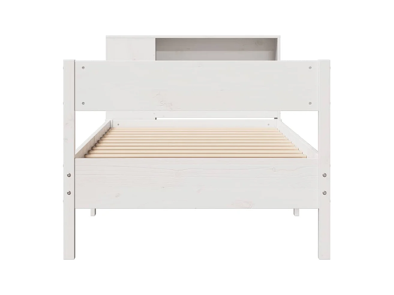 Lit bibliothèque sans matelas blanc 90x200cm bois de pin massif