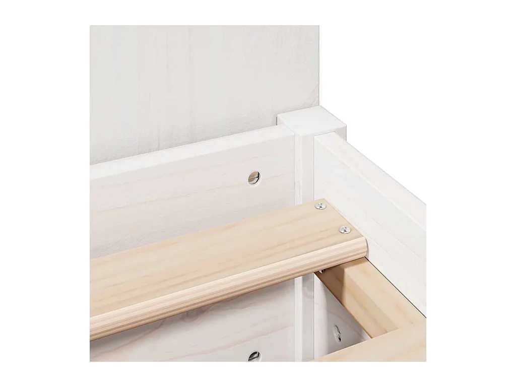 Lit bibliothèque sans matelas blanc 90x200cm bois de pin massif