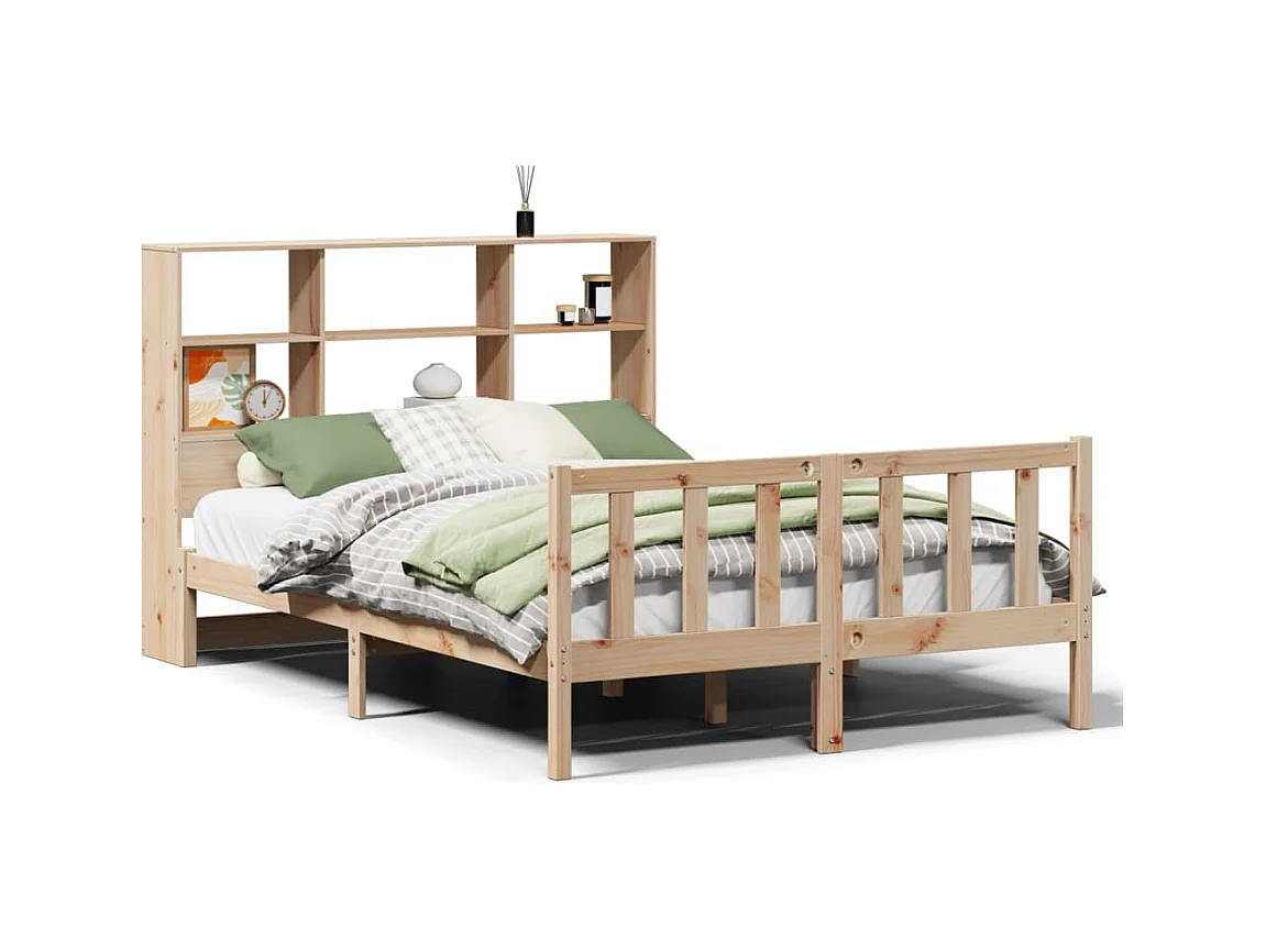 Massivholzbett mit Regal ohne Matratze 150x200 cm Kiefernholz