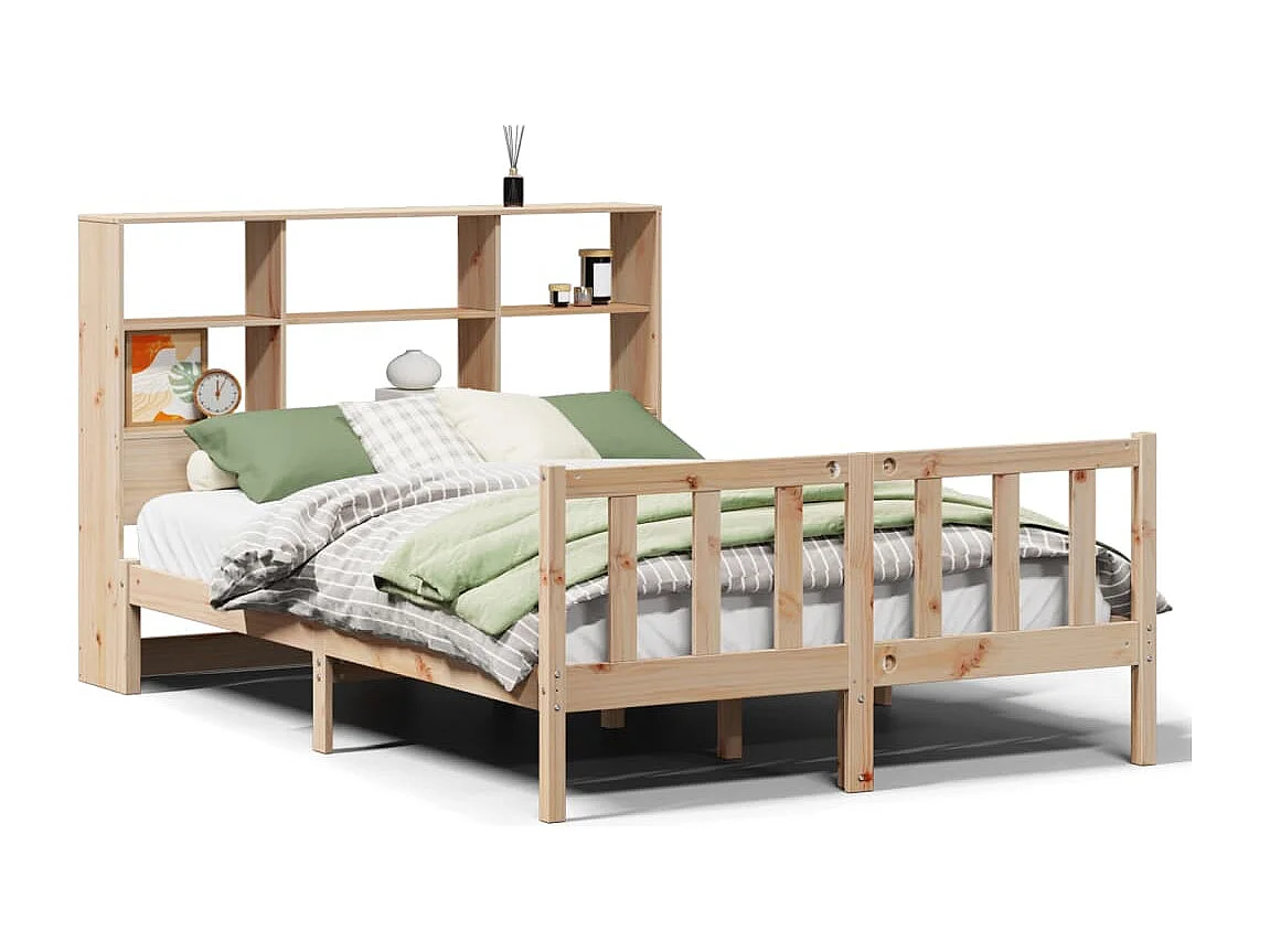 Bed met boekenkast zonder matras massief grenenhout 150x200 cm