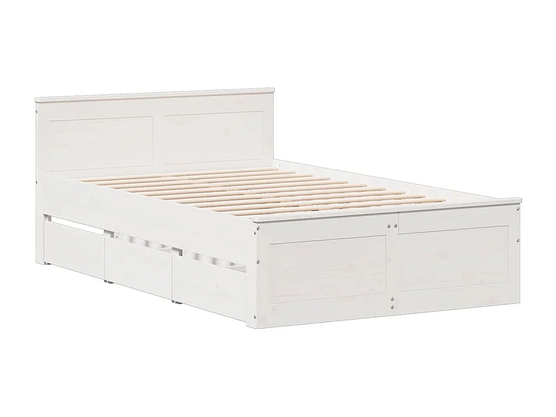 Lit bibliothèque sans matelas blanc 135x190 cm bois pin massif
