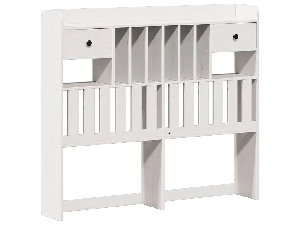 Lit bibliothèque sans matelas blanc 135x190 cm bois pin massif