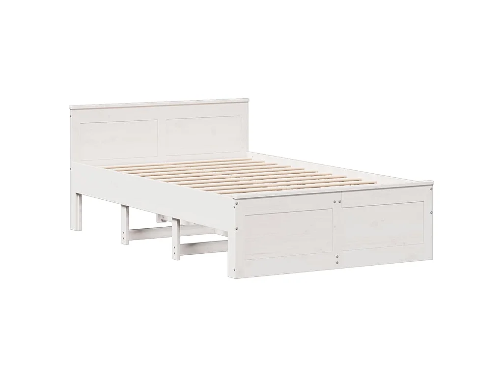 Lit bibliothèque sans matelas blanc 135x190 cm bois pin massif