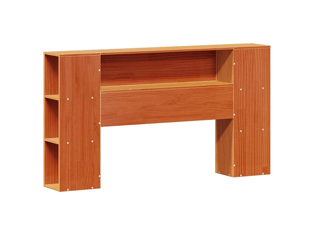 Massivholzbett mit Regal ohne Matratze Wachsbraun 160x200 cm