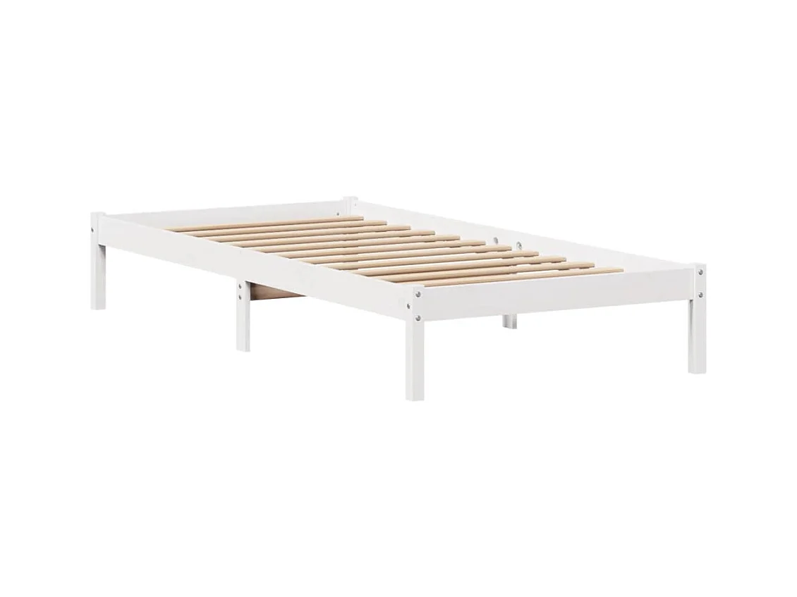 Lit bibliothèque sans matelas blanc 100x200 cm bois pin massif