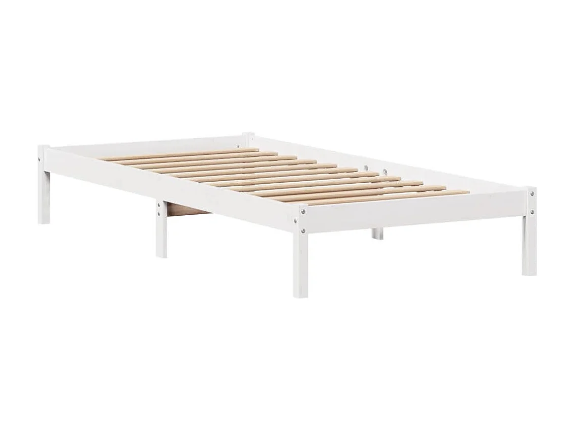 Lit bibliothèque sans matelas blanc 100x200 cm bois pin massif