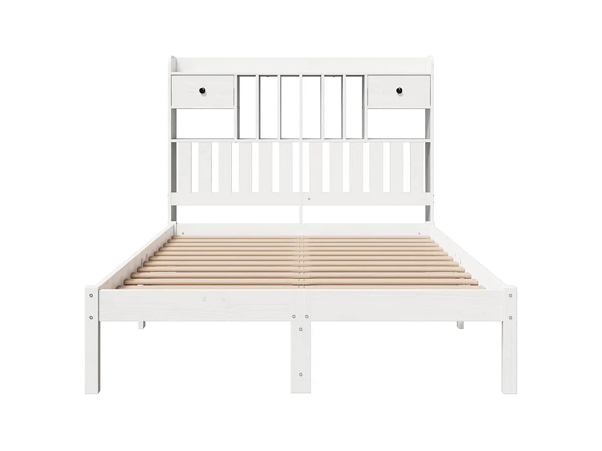 Cama com estante sem colchão 135x190 cm pinho maciço branco