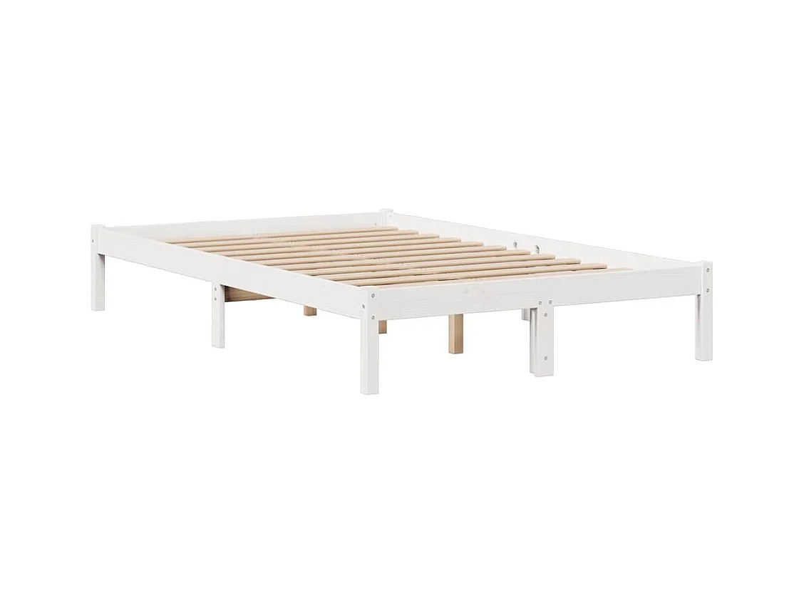 Cama com estante sem colchão 135x190 cm pinho maciço branco