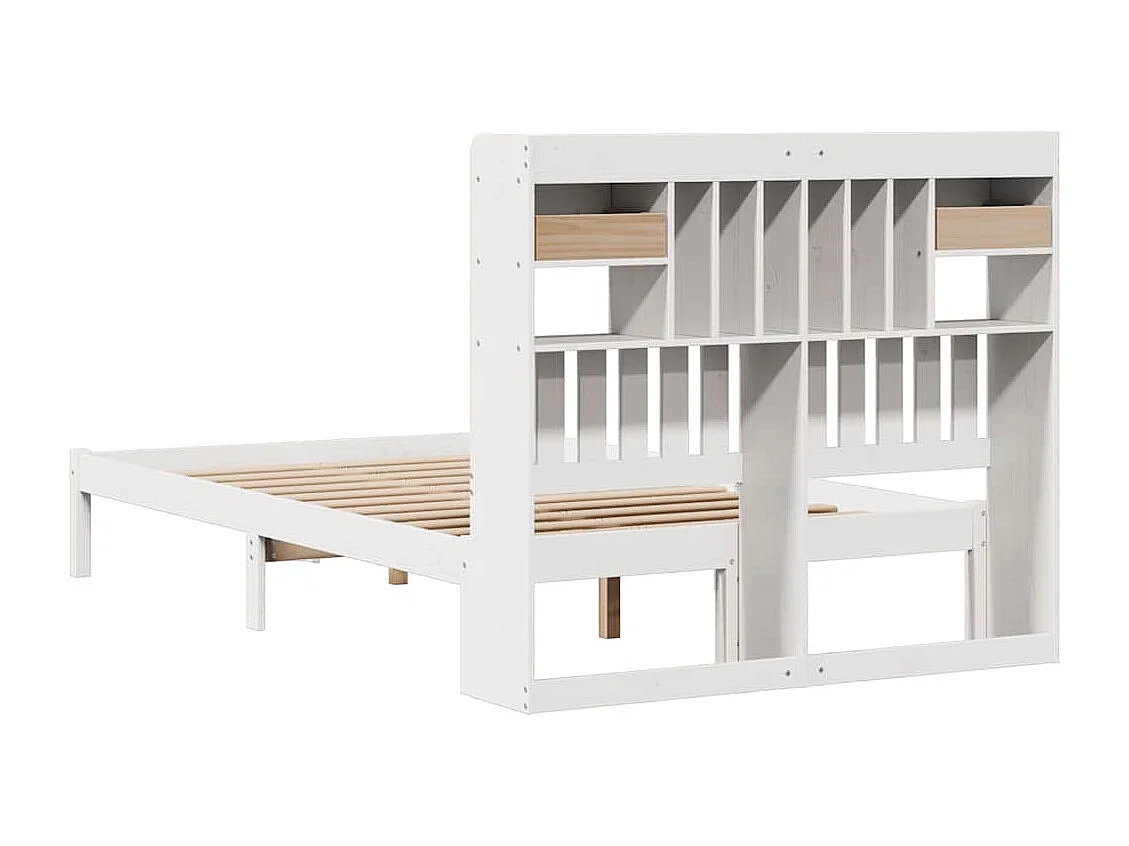 Cama com estante sem colchão 135x190 cm pinho maciço branco
