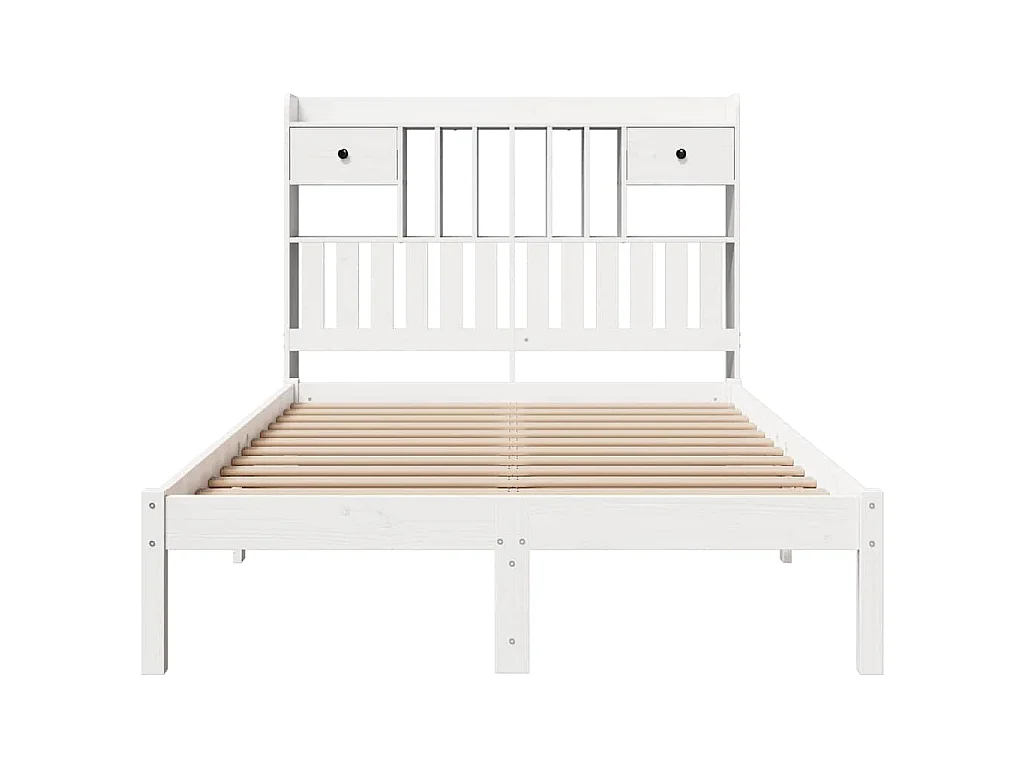 Cama com estante sem colchão 135x190 cm pinho maciço branco