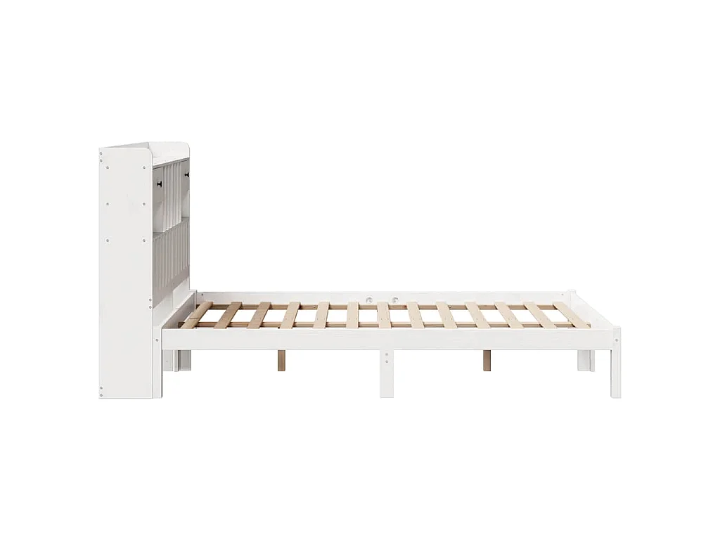 Cama com estante sem colchão 135x190 cm pinho maciço branco