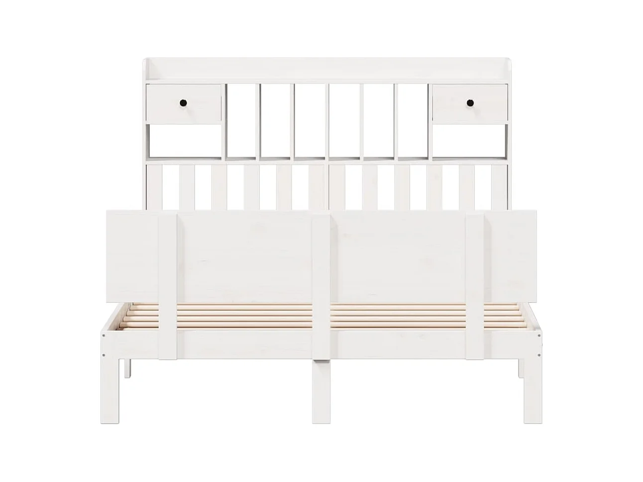 Massivholzbett mit Regal ohne Matratze Weiß 150x200 cm Kiefer