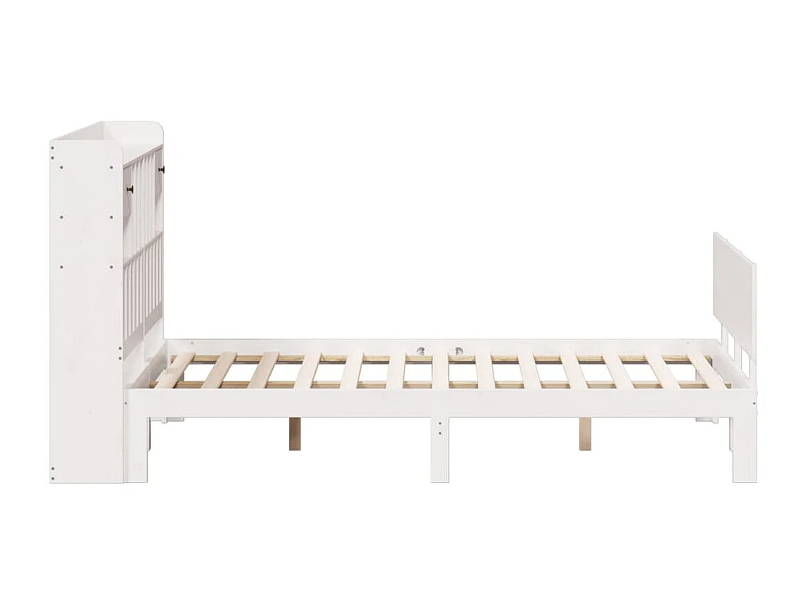 Lit bibliothèque sans matelas blanc 150x200 cm bois pin massif