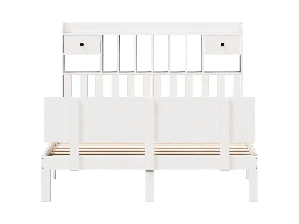 Lit bibliothèque sans matelas blanc 150x200 cm bois pin massif