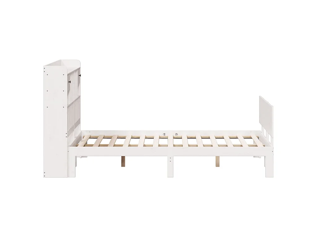 Lit bibliothèque sans matelas blanc 150x200 cm bois pin massif