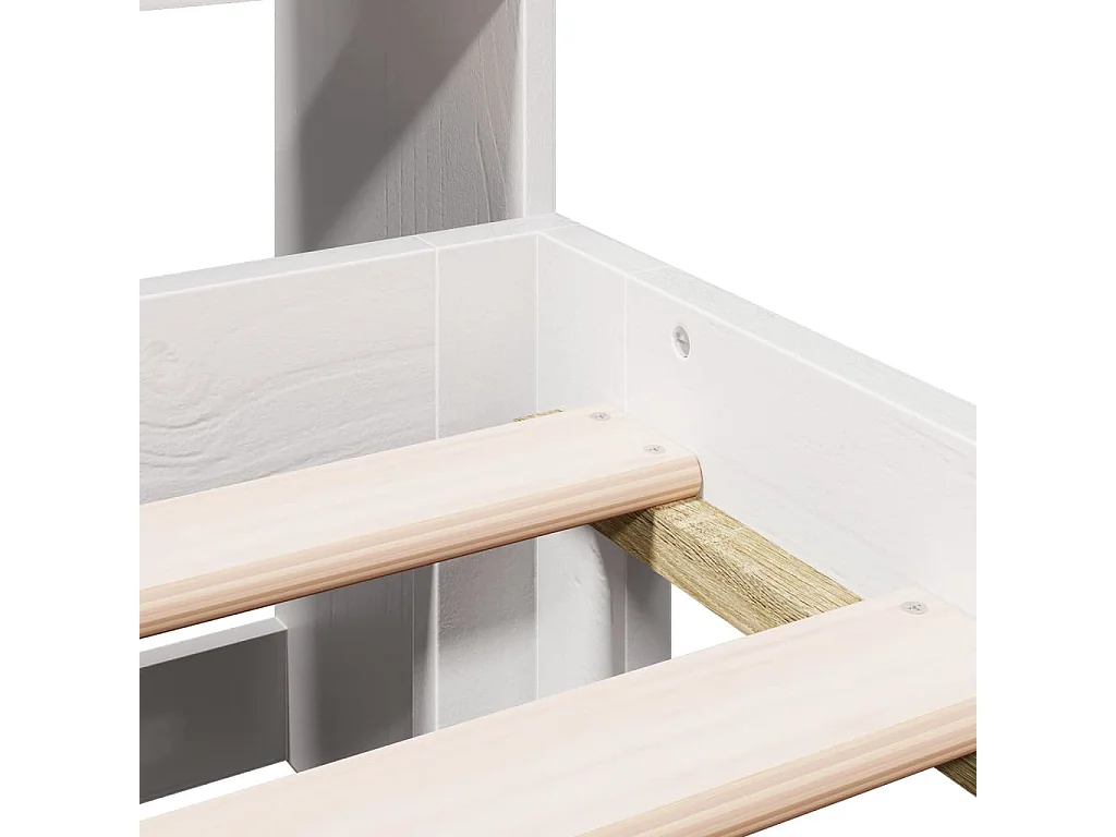 Lit bibliothèque sans matelas blanc 150x200 cm bois pin massif