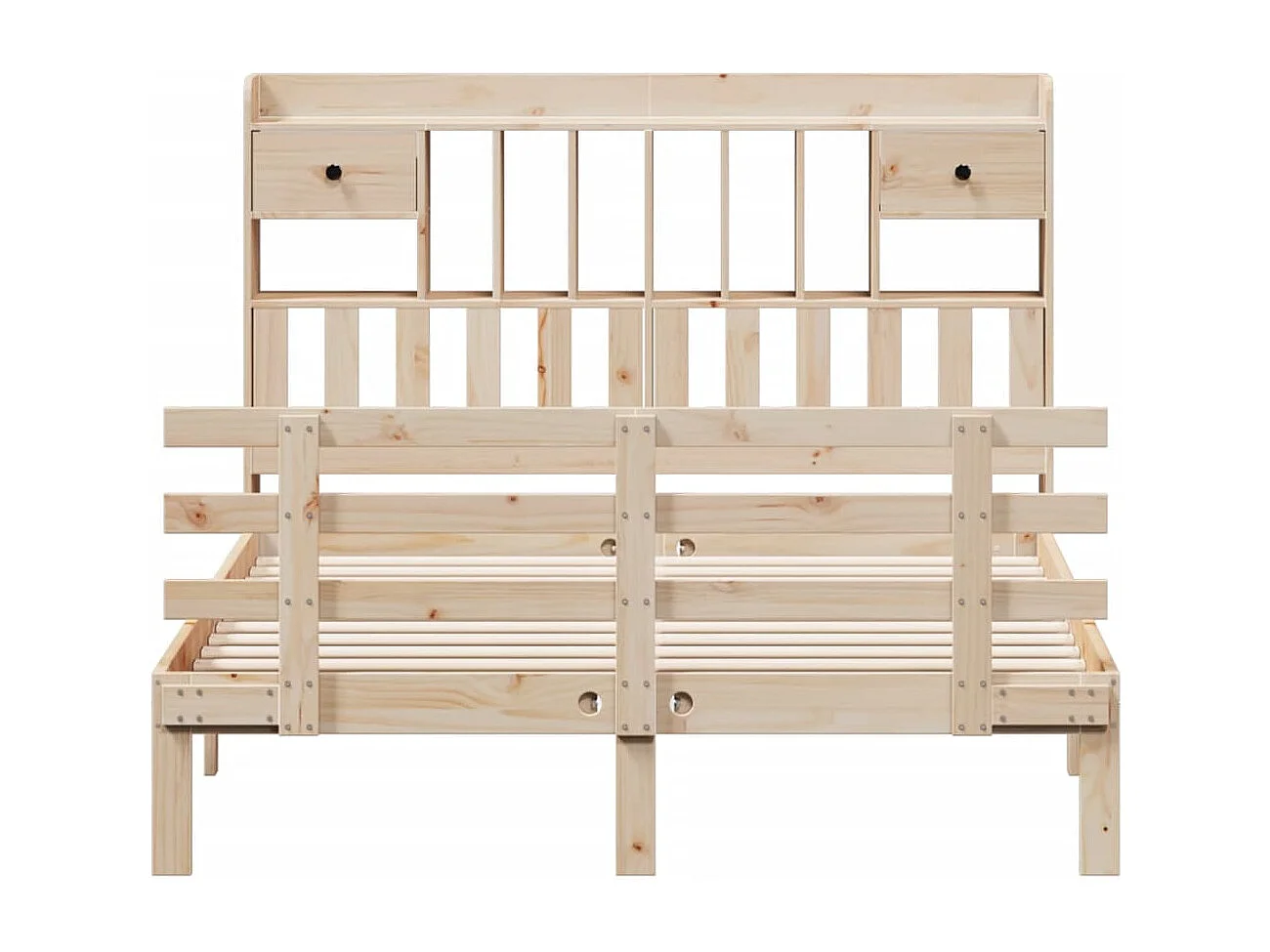 Lit bibliothèque sans matelas 140x190 cm bois de pin massif